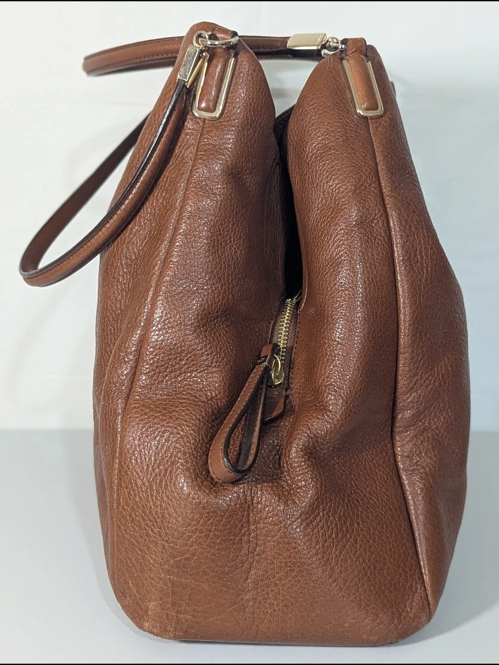 Coach Pebbled Leather Large Hobo Shoulder Bag Brown Slouchy Tote Purse F13669
